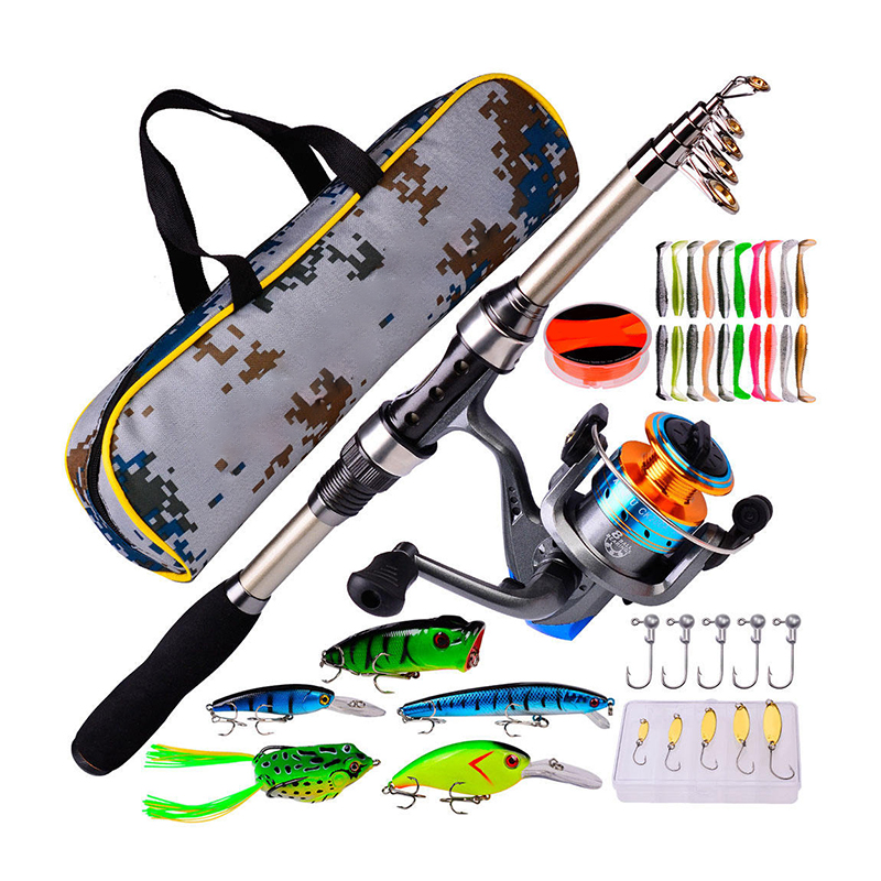 Fishing Rod Combo - Angelruten- und Rollen-Set aus Kohlefaser, Teleskopstange,
