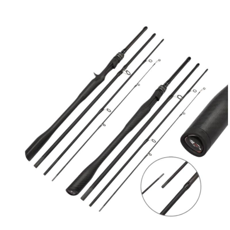 Fishing Rod Surf - Tragbare All-in-One-Handgriff-Angelrute, mehrteilige, drehbare Rute, 4-teilige,